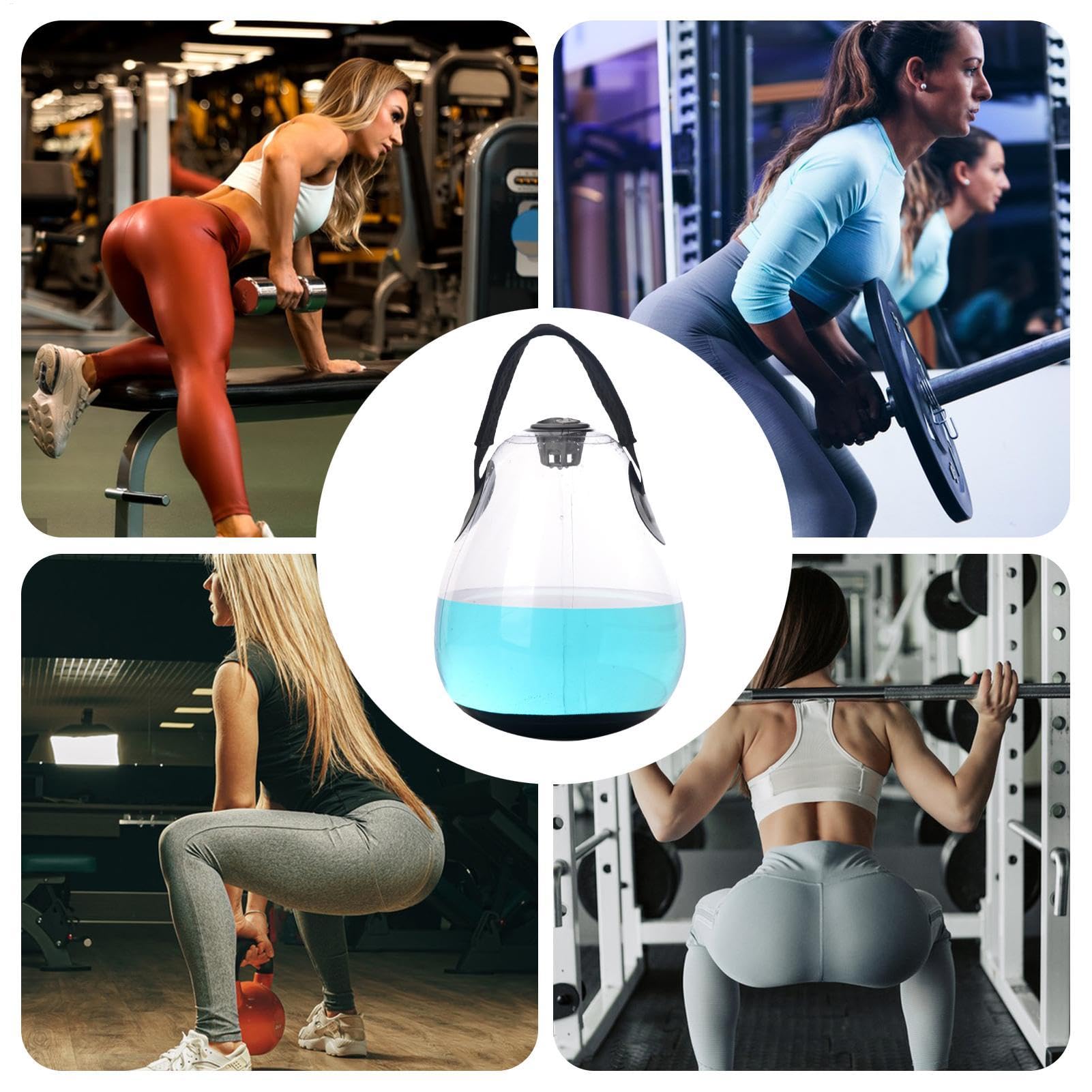 Worek na wodę fitness, obciążony nadmuchiwany kettlebell, sprzęt fitness z regulowaną wagą, trening podstawowy i ćwiczenia równowagi, czarny, idealny do domu, miejsca pracy i treningów w podróży