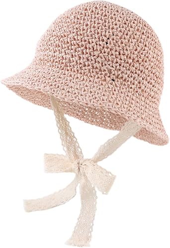 JANGANNSA Baby Girl Straw Hat Outdoor Baby Sun Protection Hats Summer Bowknot Beach Cap for Infant Toddler Girls