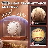 Vista 4 de JupDec Caja de exhibición de béisbol - Soporte de cubo transparente para pelotas de béisbol con base de madera, caja de soporte para autógrafos