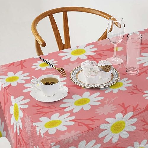 Miniatura 802 de Mantel floral hippie, diseño retro de los años 70, naranja, rosa, azul, floral, bohemio, estampado estético de margaritas, para fiesta, picnic