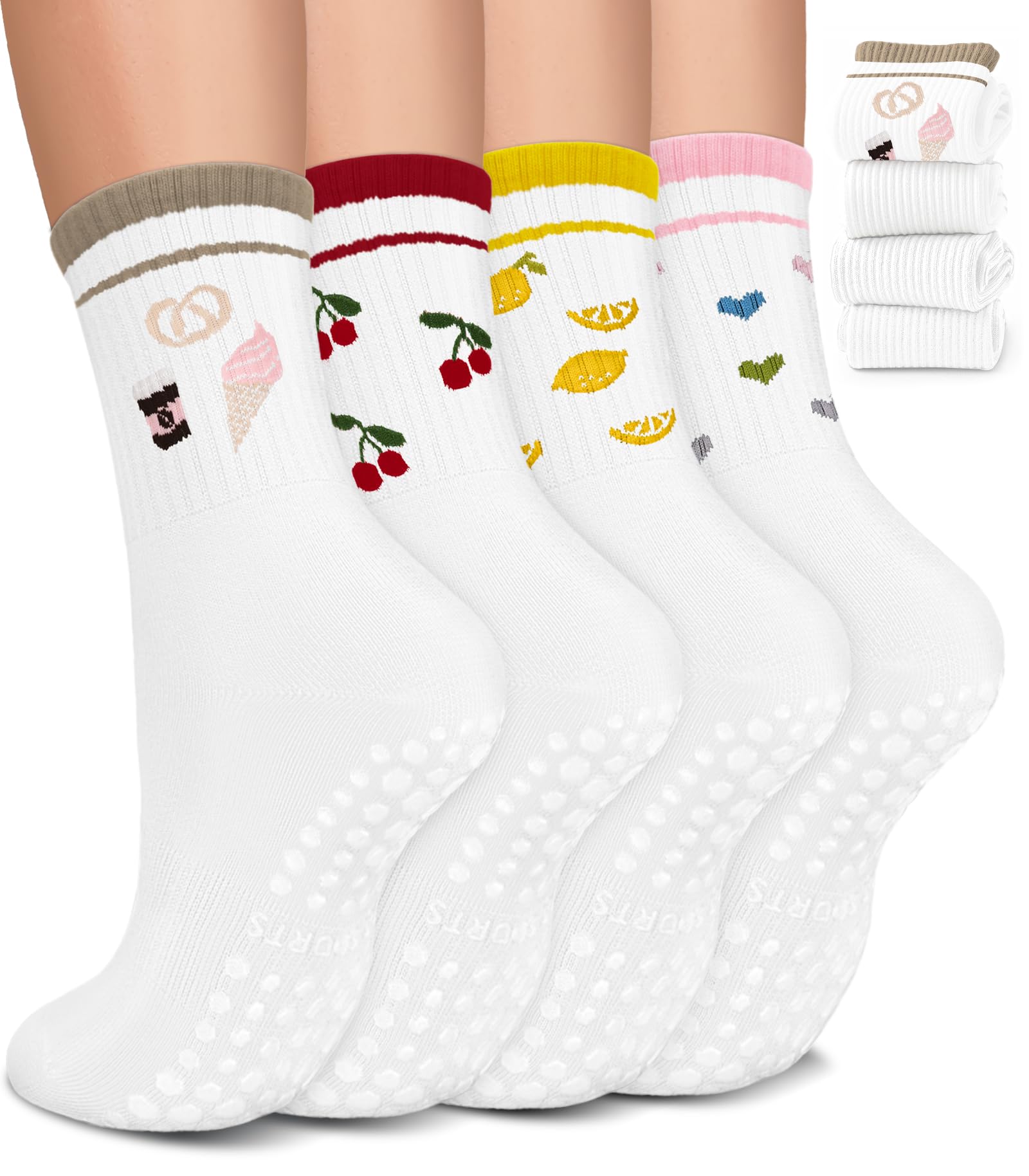 BLONGW 4-Pair Non Slip Grip Socks
