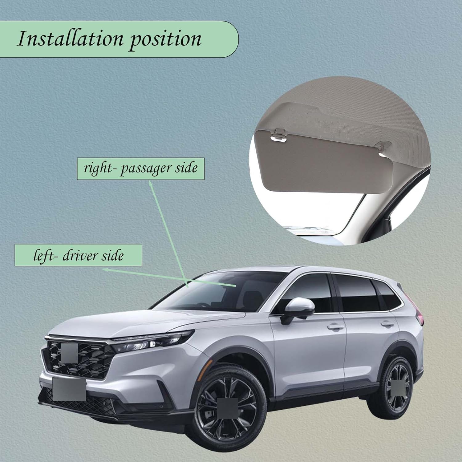 Car Sun Visors Fit for Honda CR-V 2012-2016,Driver Left & Passenger Right Side Sun Visor, Replacement OEM: 83280-TLA-A12ZA,83230-TLA-A61ZA (with Lights,Left)