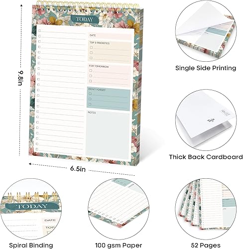 Miniatura 69 de Taja Bloc de notas de lista de tareas pendientes para el trabajo con 52 hojas, 9.8 x 6.5 pulgadas, planificador diario sin fecha, perfecto