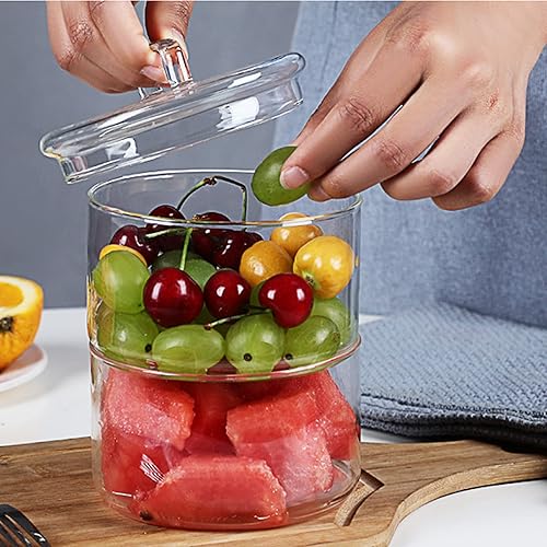 Miniatura 4 de Tarros de almacenamiento de vidrio con tapa, contenedores apilables de varios niveles, recipientes de alimentos para cocina, dulces, conservas de