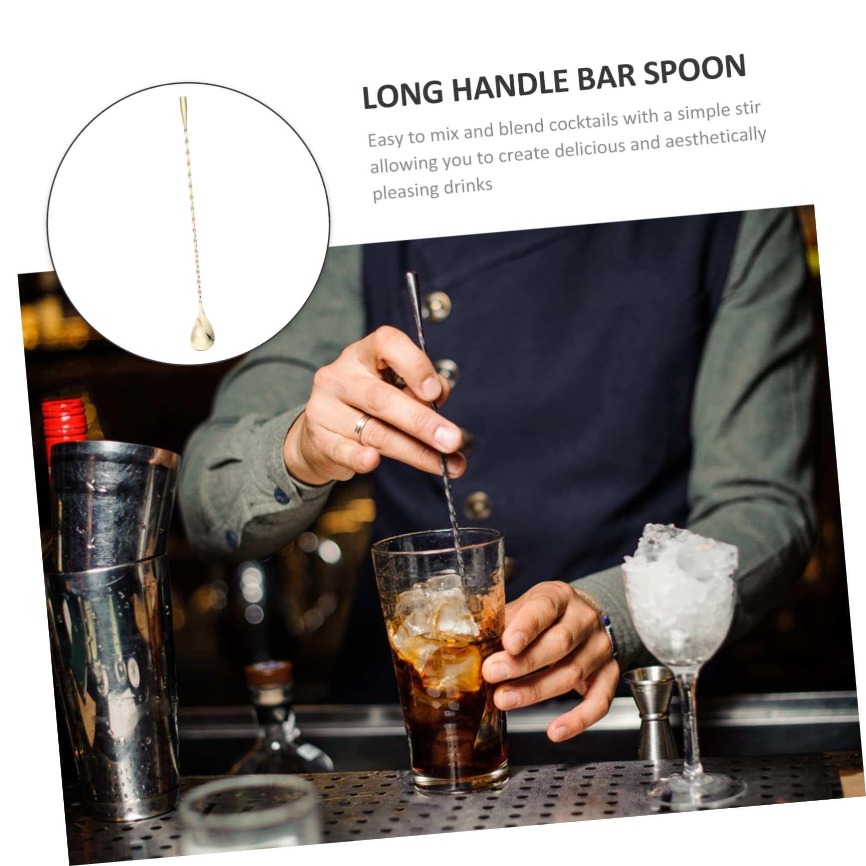 NAMOARLY Bar Spoon Stirring Coffee Household Mixing Spoon Cocktail Appetizer Blender Drink Stirrers Cocktail Mixing Sticks Iced Tea Spoon Mixer for Coffee Small Spoons Stainless Steel