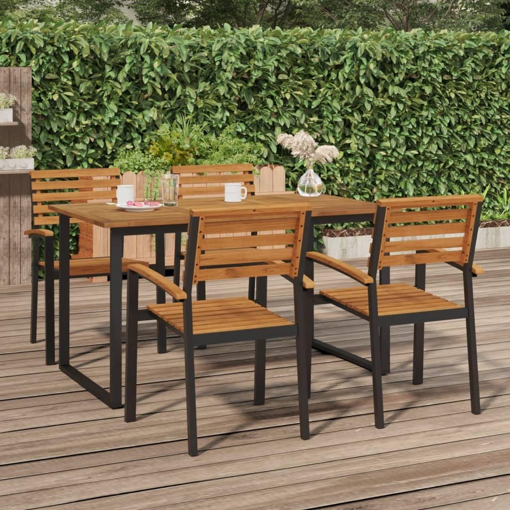 Patio Table with U-Shaped Legs,Garden Tables,Party Tables,Outdoor Dining Tables,Snack Tables,Reading Table,Game Tables,for Balcony,Terrace,Dining Room, 55.1"x31.5"x29.5" Solid Wood Acacia