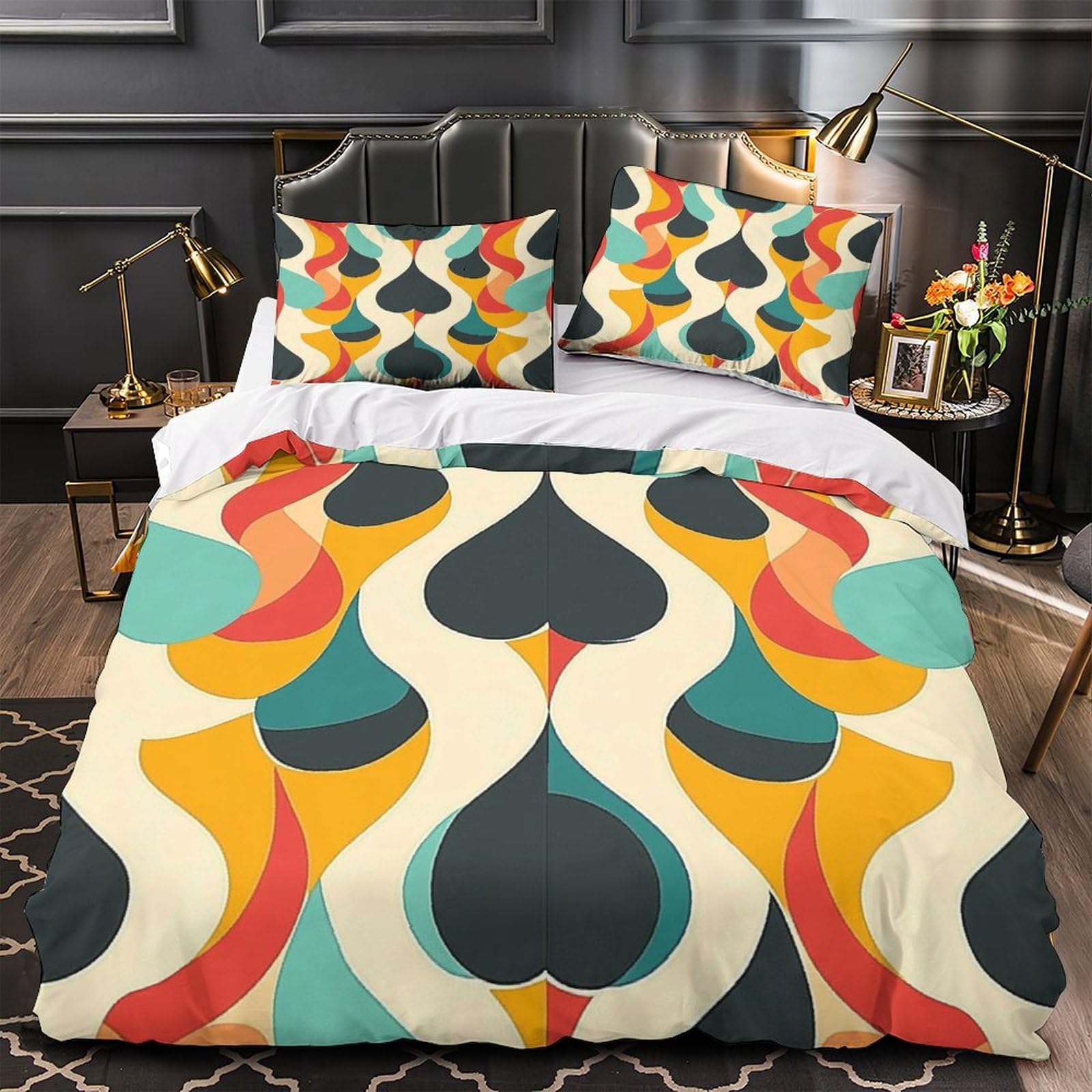 Housse de couette microfibre de qualité supérieure parure 3D au motif abstrait élégant