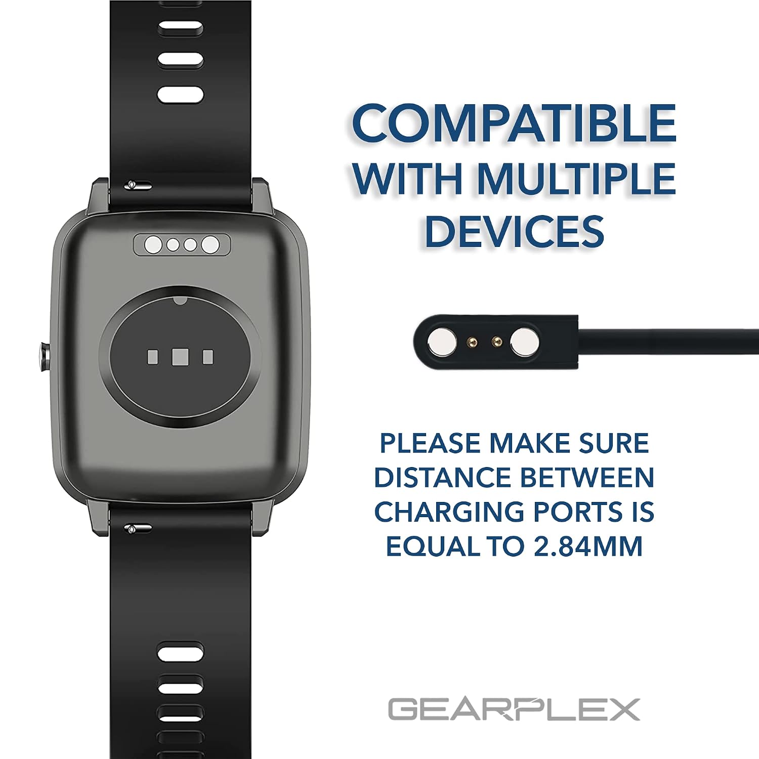 Magnetic Smart Watch Charging Cable Compatible with Apple, Samsung, and Fitness Watches, Quick Charge with 2-Pin Connections, USB Type-C, 2.5mm image 2