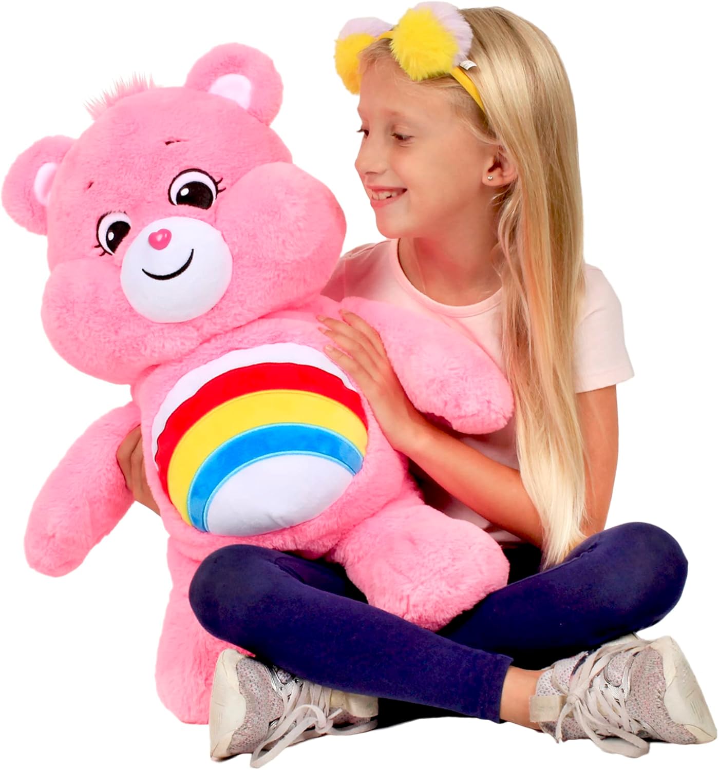Care Bears | Cheer Bear 60cm Jumbo Plush | Collectable Cute Plush Toy, Giant Teddy Bear, Cuddly Toys for Children, Soft Toys for Girls Boys, Big Teddy Suitable for Girls and Boys 4+ | Basic Fun 22066