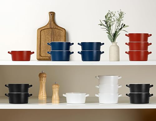 Miniatura 5 de Kook - Tazones de sopa con asas, cuencos de cerámica aptos para horno, platos individuales para sopa Kook, plato apilable, horno, microondas y
