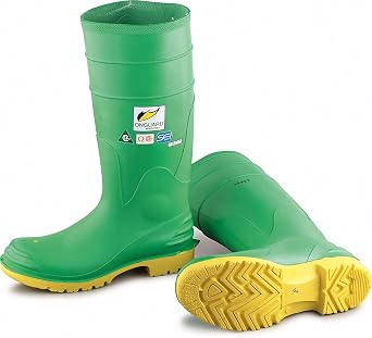 Dunlop 16"Hazmax Steel Toe - Work Boots for Men & Women - Chemical Resistant - Waterproof Safety and Rubber Boots - PVC with Tall Shaft - Green/Yellow - Size 12