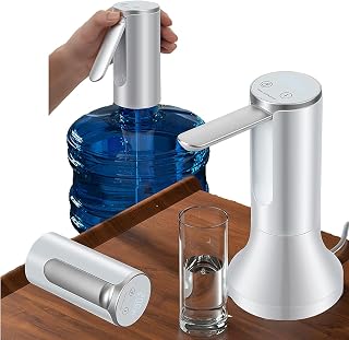 5 Gallon Water Dispenser with Base, Electric Folding Water Pump with USB Charging and Auto-Off, Portable Water Dispenser for Universal 2-5 Gallons, Touch Screen and Low Noise (White)