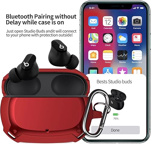 Miniatura 3 de Beats Studio Buds Case 2021, Jiunai - Estuche resistente a los golpes, cuerpo completo, protección fuerte de doble capa, funda híbrida resistente