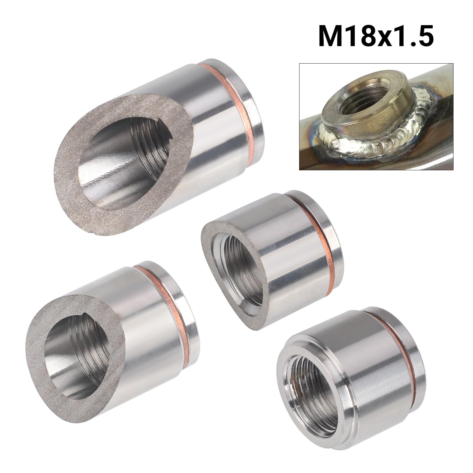 M18 x 1,5 Sauerstoff-Montagestopfen und Stopfen-Adapter im flachen Stil oder 30 45 Grad Edelstahl-Sauerstoff Lambdasonde Adapter(45 Degree)