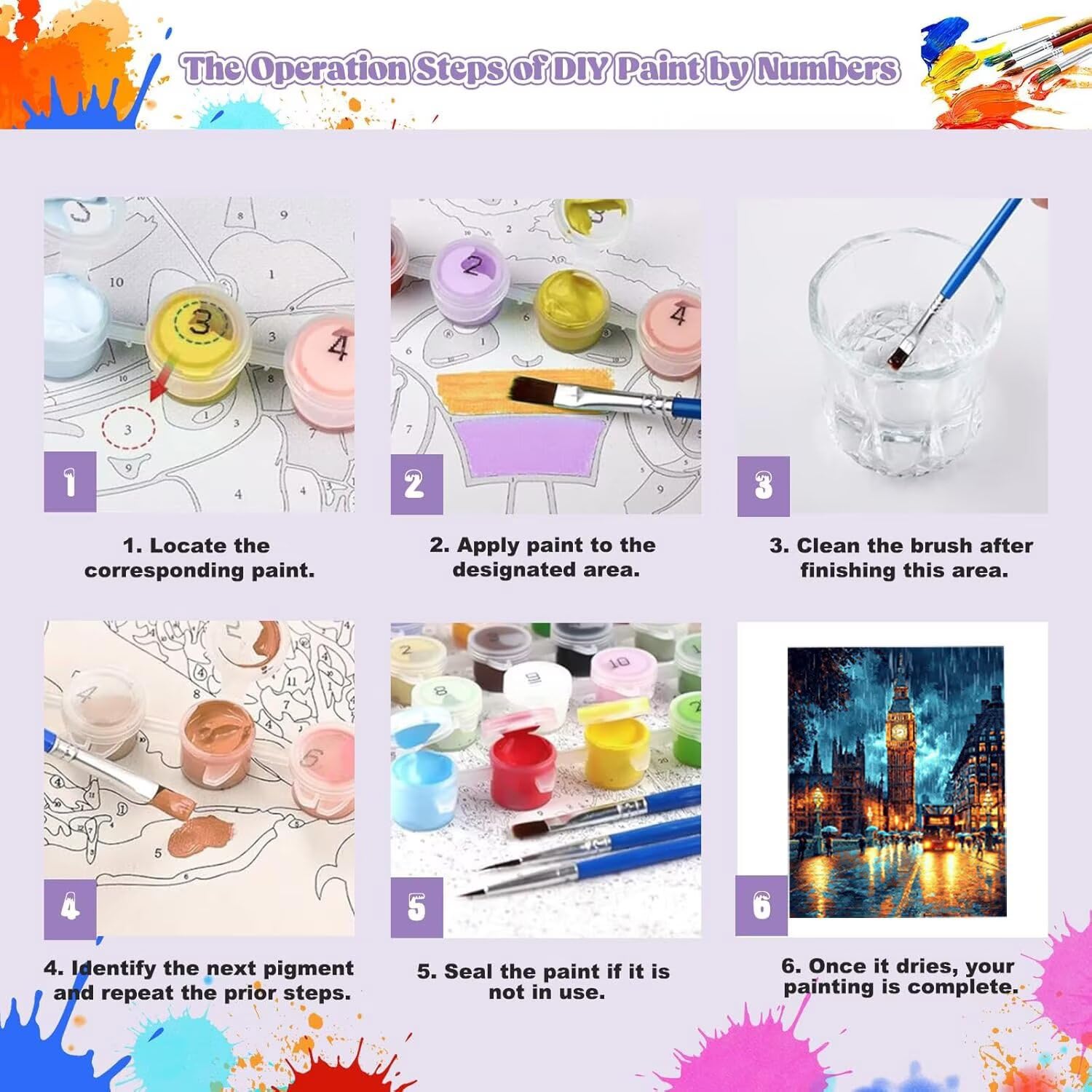 Vista notturna di Londra Dipingere con i Numeri per Adulti, 70x90cm a-597 | Pittura a Olio Kit, fai da te Quadri da Dipingere Numerat, Adulti Bambini Hobby Creativi,Pittura Adulti Decora la Casa Regalo