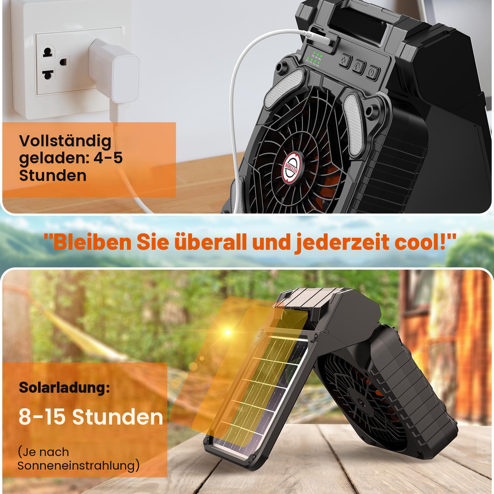 Solar Camping Fan with LED Lantern,10400mAh Rechargeable Battery Operated Portable,Timer,Phone Charging and Eco-Friendly Fan,for Camping,Fishing, Power Outage,Hurricane,Travel