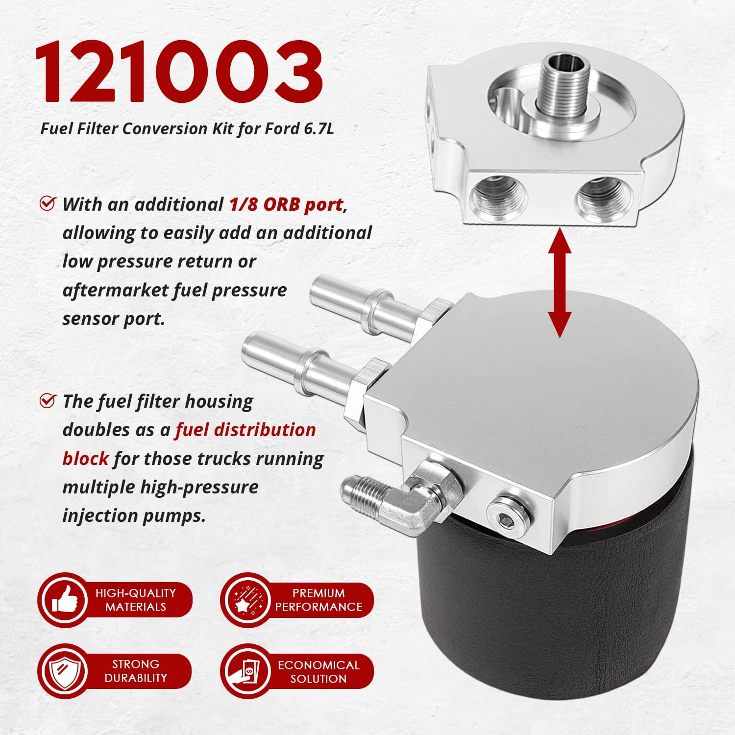 121003 Fuel Filter Conversion Kit, Fit for Ford 2011-2024 F250 F350 F450 F550 with 6.7L Powerstroke