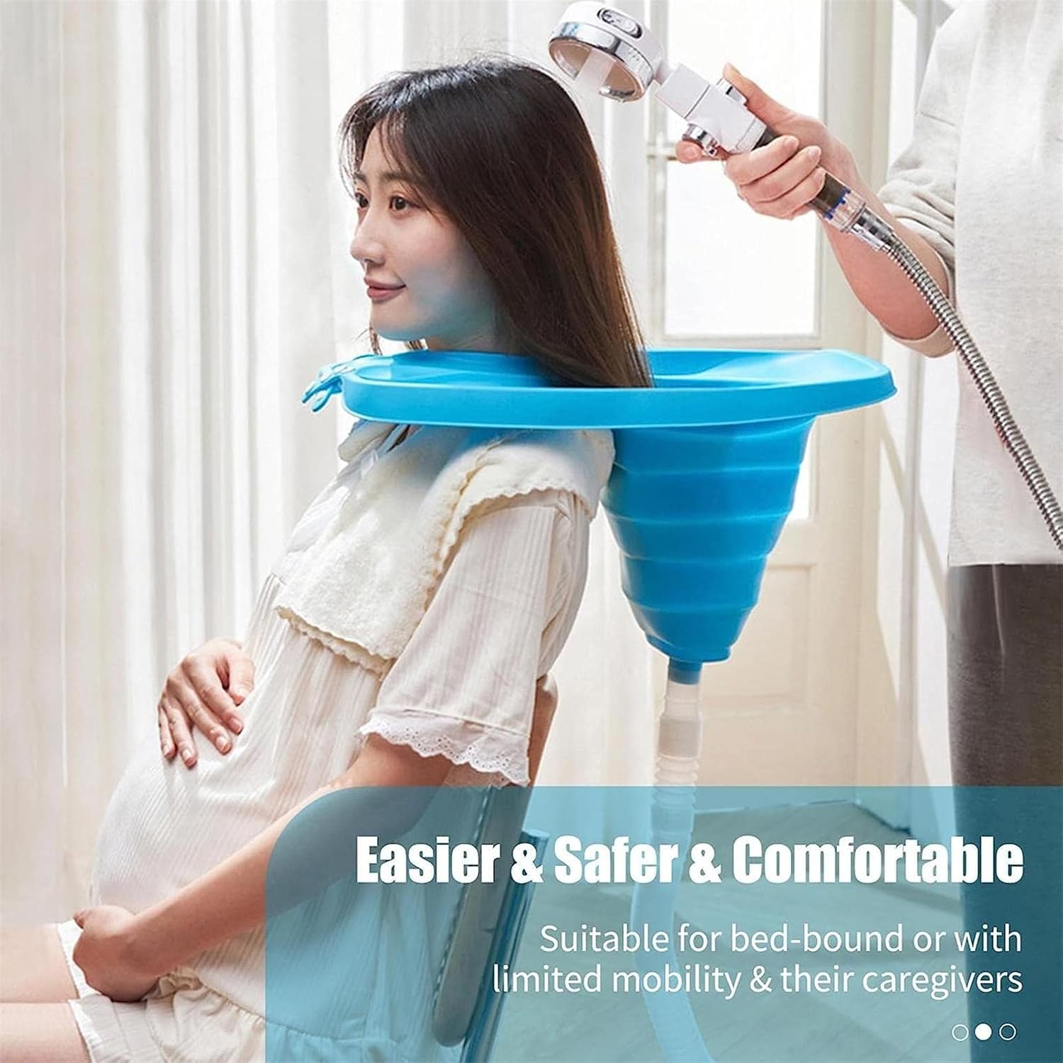 Portable Hair Shampoo Basin, Portable Hair Wash Rinser for Medical Shampoo Basin for Disabled, Elderly And Handicap, Adjustable Strap, No Spills, Hair Washing Tray