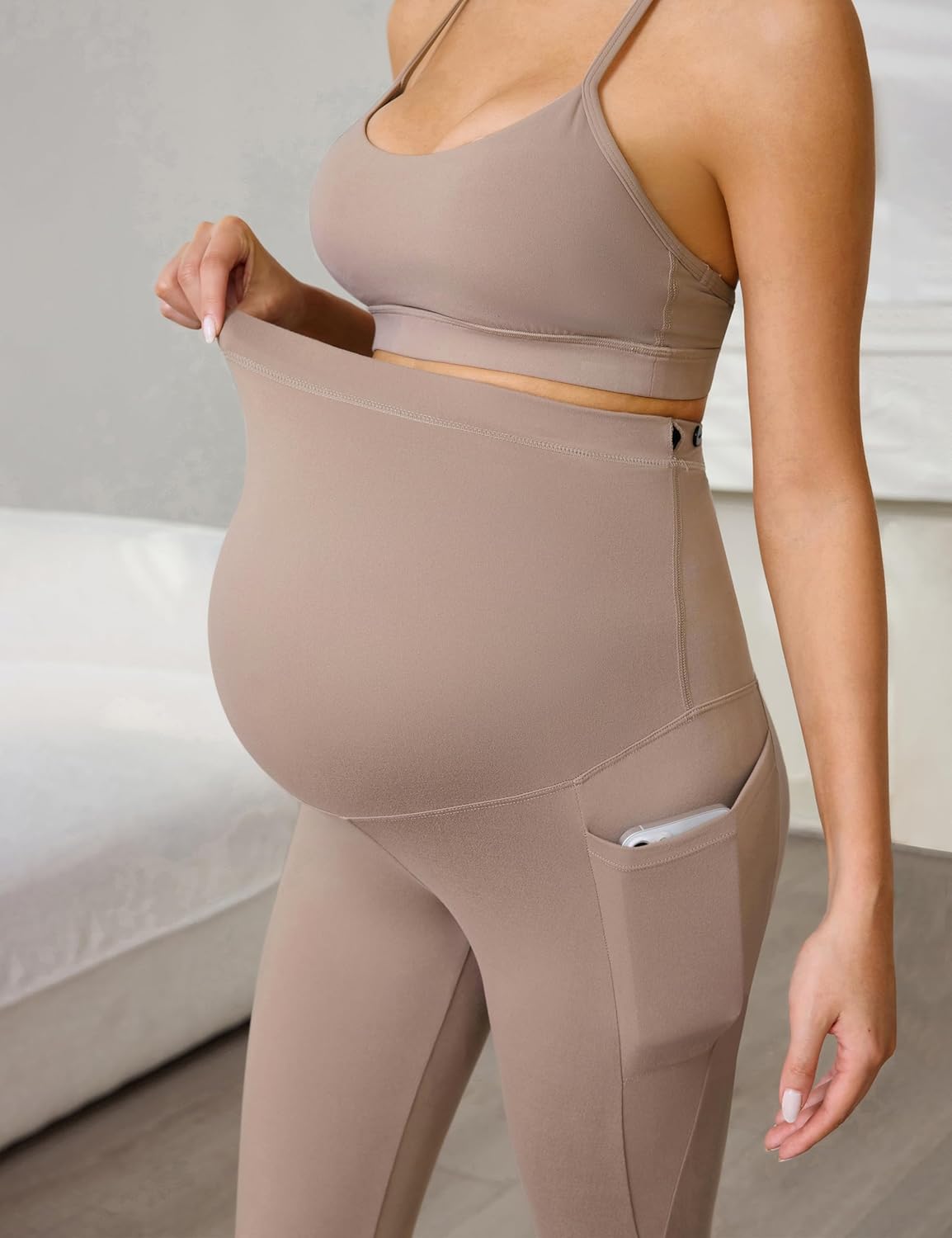 Buttergene 1 Pack Women's Maternity Leggings with Pockets Over The Belly Pregnancy Active Wear Workout Yoga Tights Pants - Image 5