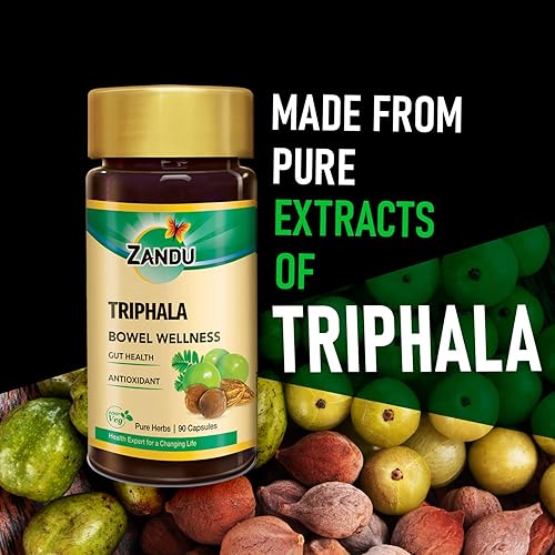 Miniatura 8 de Zandu Triphala Capsules, apoya el bienestar intestinal y el intestino saludable, ayuda a aumentar la inmunidad y útil para la digestión, propiedades