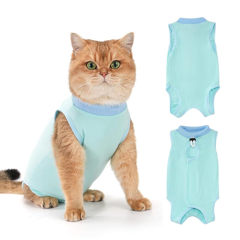 Roupa pós-cirúrgica para gatos Avont em tecido modal, Mint, tamanho Grande