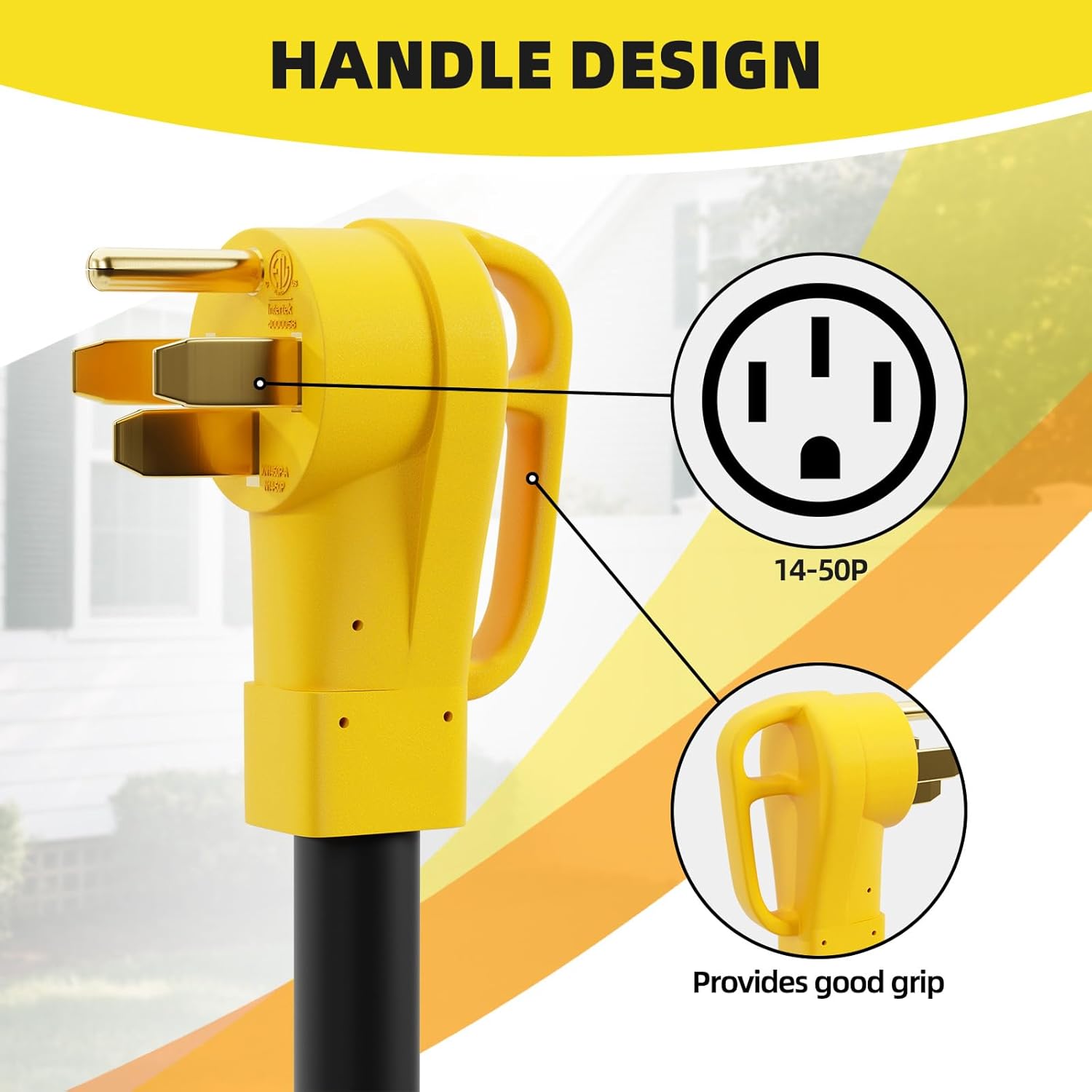 20 FT Generator Cord with Cord Organizer, 14-50P to SS2-50R Extension Cord with Grip Handle, Generator Plug with Twist Lock, Generator Cord 50 amp 4 Prong for Emergency or Power Shortage, ETL Listed