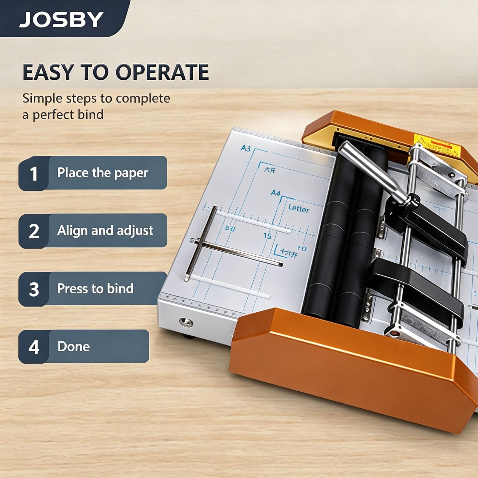 JOSBY Machine À Relier Électrique À 5 Aiguilles, Machine Automatique À Relier Les Livres, avec Règle De Positionnement Mobile, Outil De Reliure À 5 Points De Pression, pour Papier A3 Blue