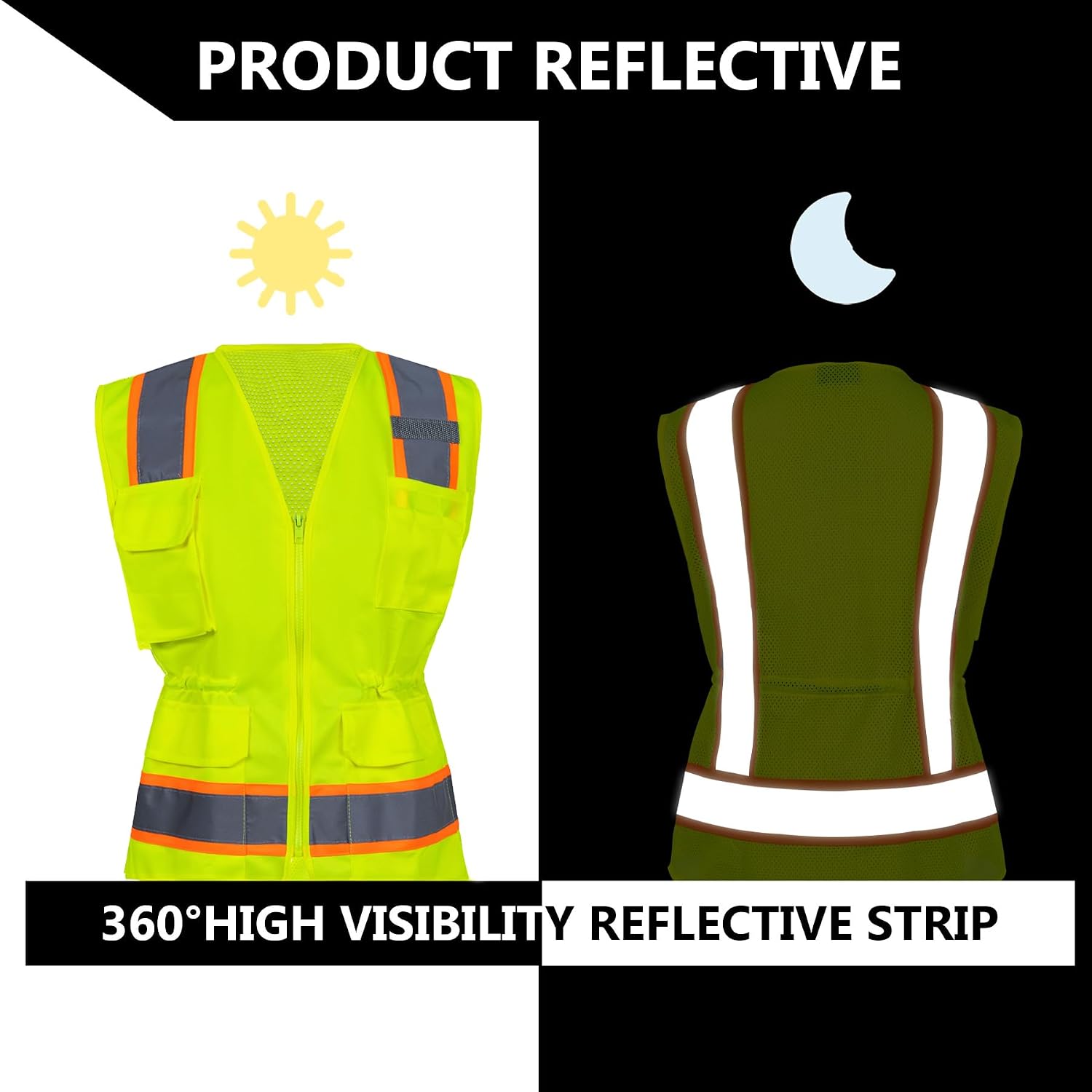Hi Vis Safety Vest for Women Reflective ANSI Class 2 High Visibility Work Construction Short Sleeve