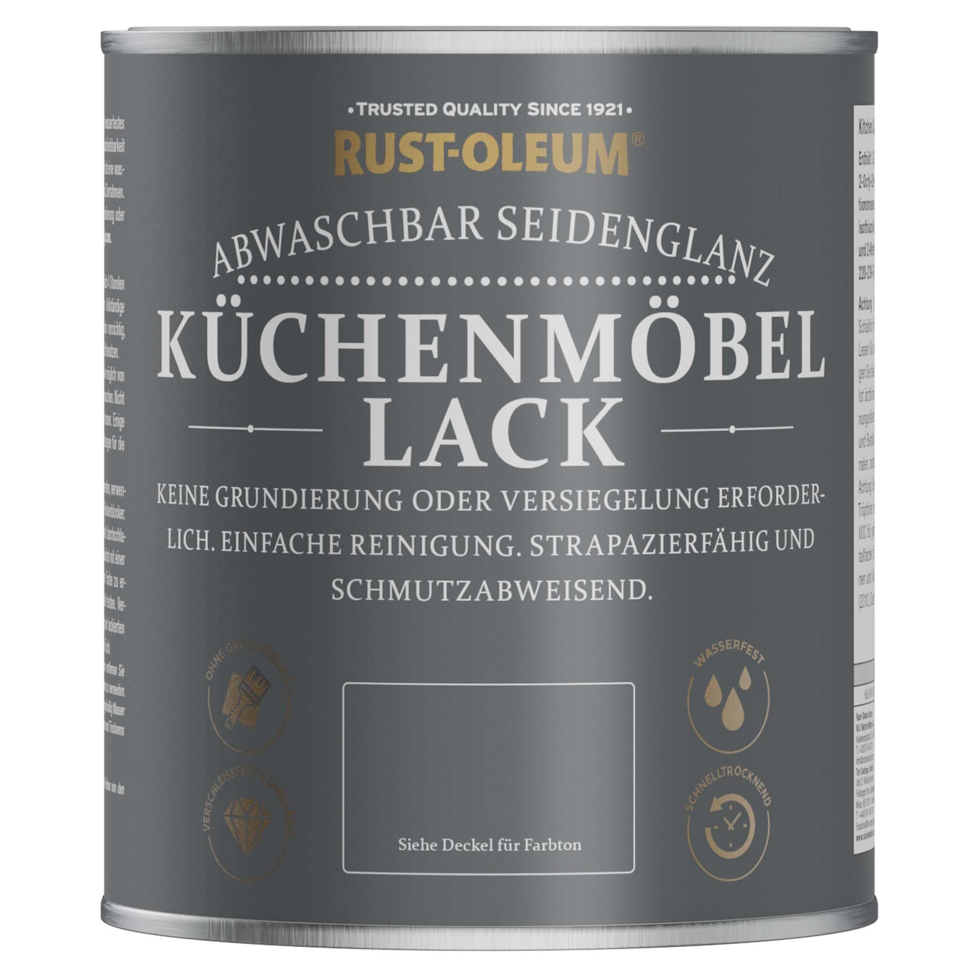 Rust-Oleum abwaschbare Küchenschrankfarbe in grau mit Seidenglanz Finish - Anthrazit Medium 750ML