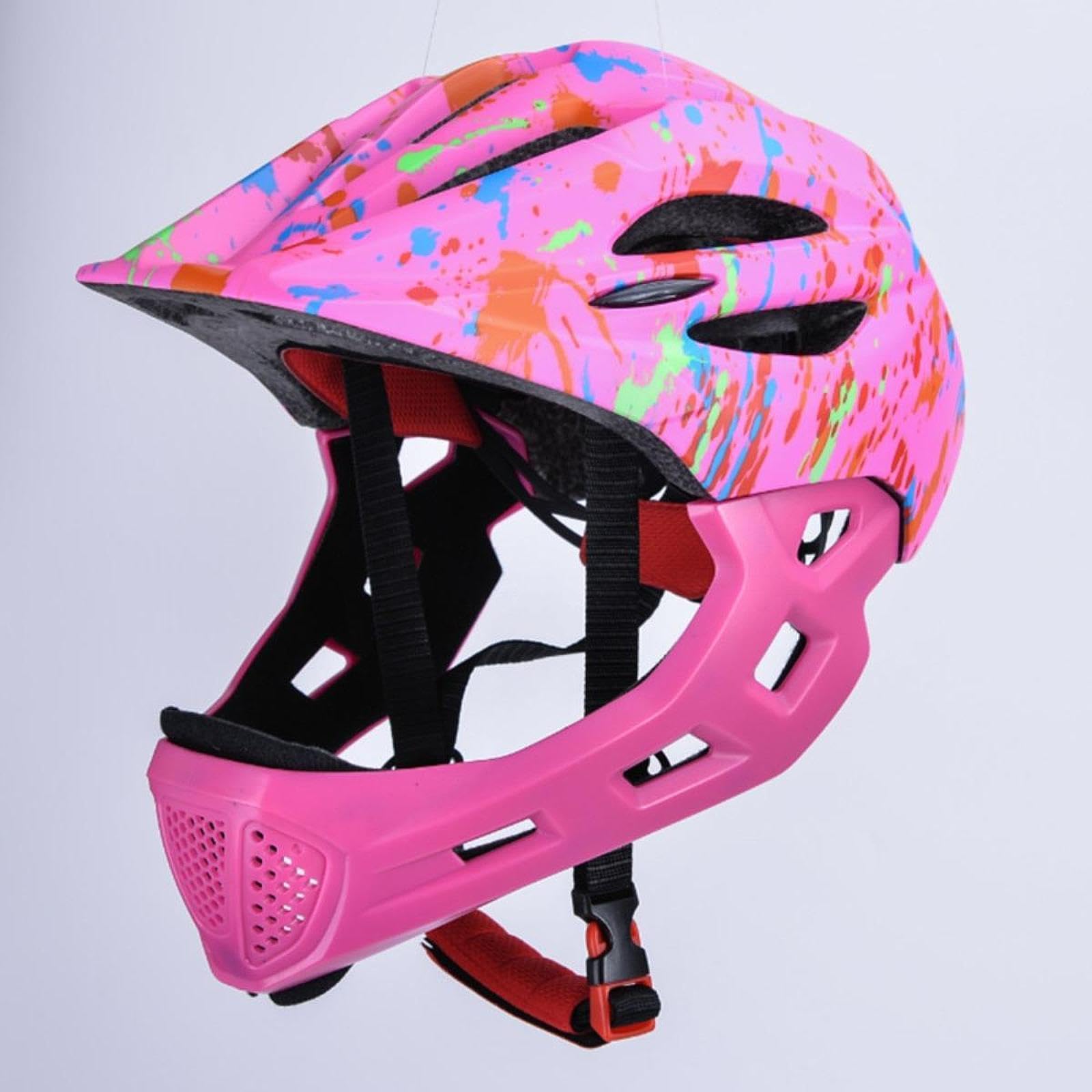 Casque de vélo, Casque Intégral Multi-Sports pour Enfant, avec Éclairage LED, pour Vélo, Trottinette, Skate et Roller, Taille Réglable 46-53 cm, Design Graffiti et Confort Respirant