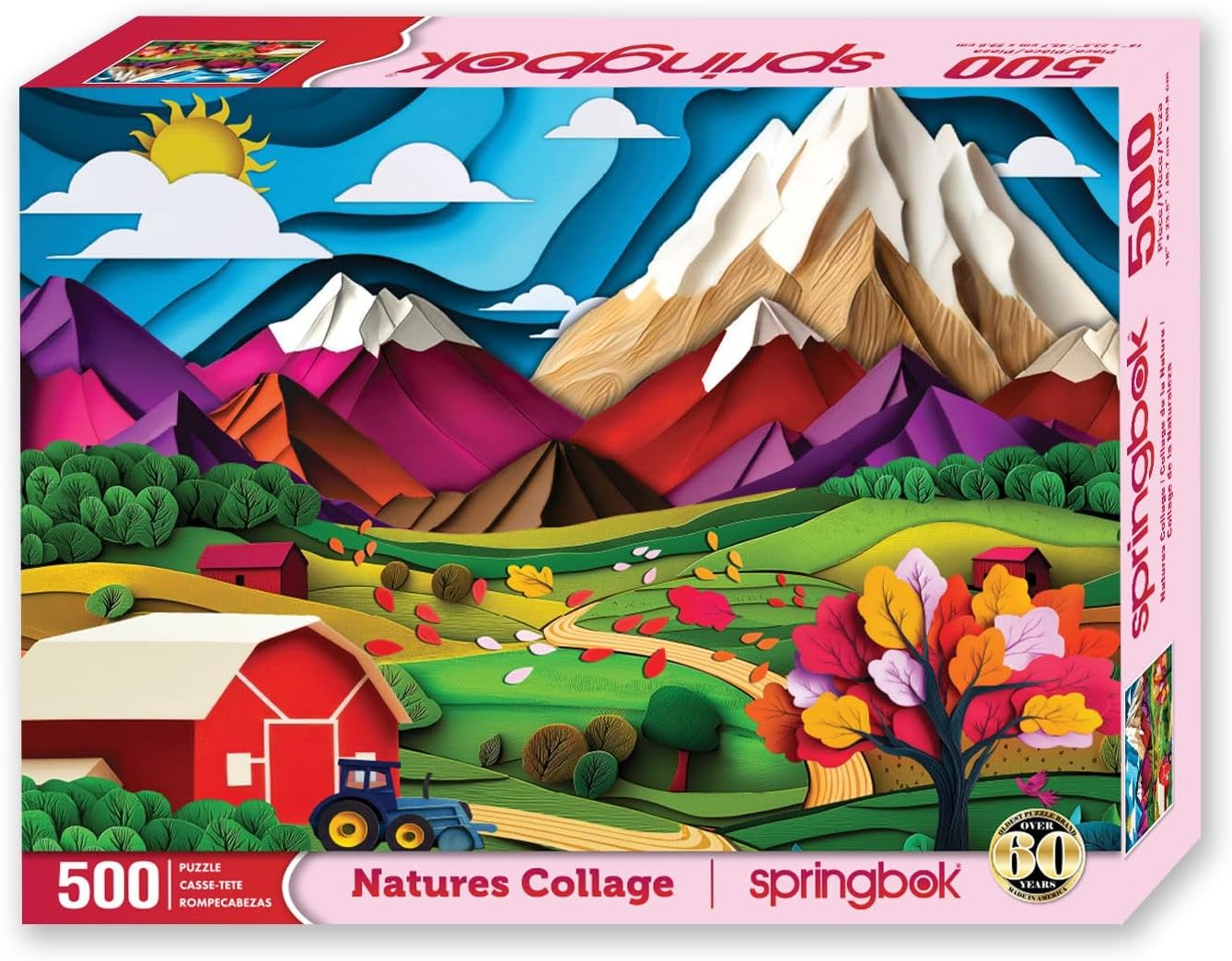 Springbok Nature's Collage 500 Piece Jigsaw Puzzle for Adults - Vibrant Paper Art and Quilling Image - Unique Cut Pieces - Made in USA