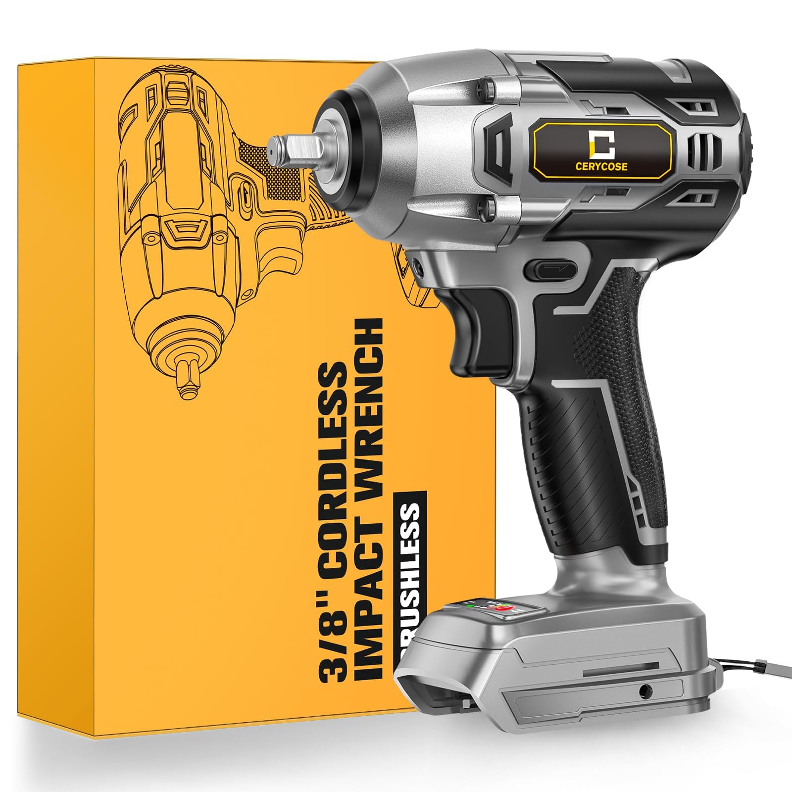 Cordless Impact Wrench for Dewalt Battery 250FT-LBS 3/8 inch 340N.m Compact Impact Gun Br…