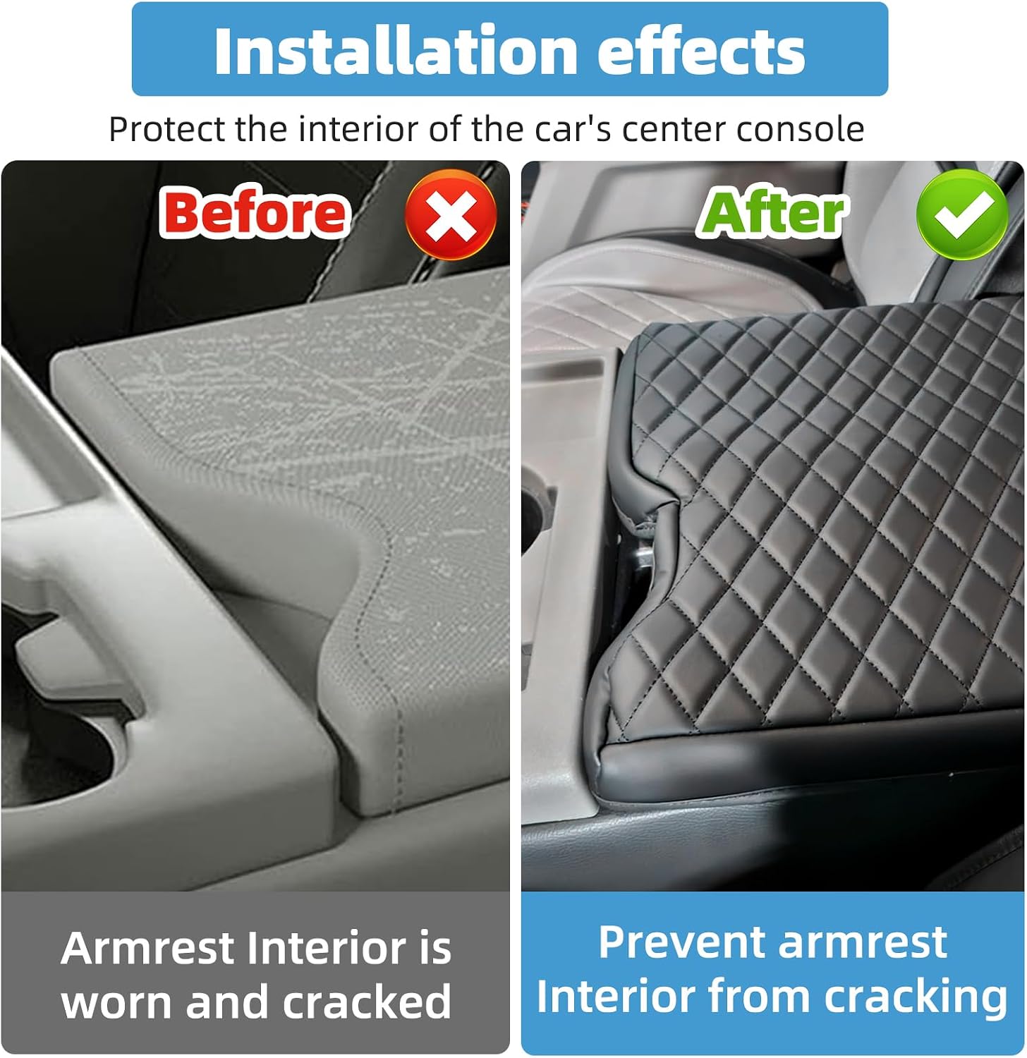 Center Console Armrest Cover Compatible with Ford F150 2015-2025, 2017-2025 F250 F350 F450(for Jump Seat Only)