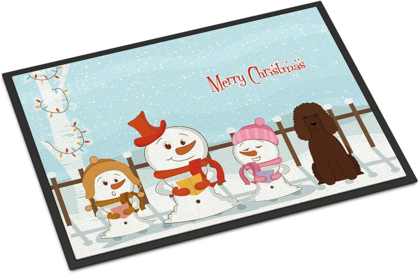 Caroline's Treasures BB2394JMAT Merry Christmas Carolers Irish Water Spaniel Doormat 24x36 Front Door Mat Indoor Outdoor Rugs for Entryway, Non Slip Washable Low Pile, 24H X 36W