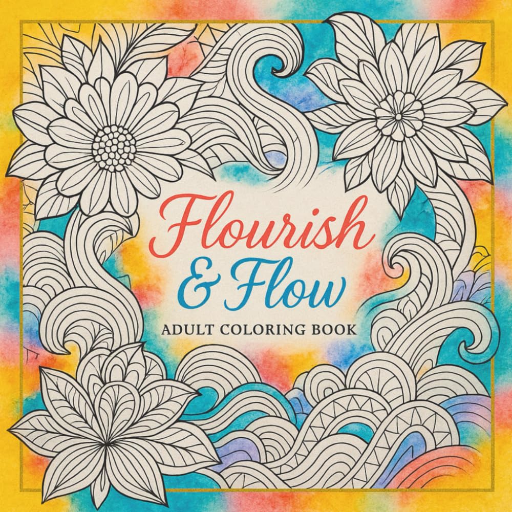 Flourish & Flow Adult Coloring Book: Abstract Floral and Geometric Designs for Relaxation and Creativity