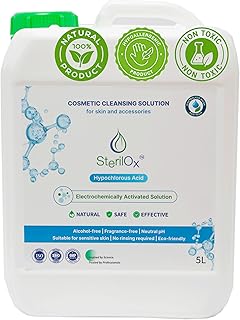 5 l, solução higiénica universal para limpeza da pele e superfícies, à base de ácido hipocloroso (HOCl), sem álcool ou fragrâncias, para uso doméstico e profissional [Certificação desenvolvida pela Amazon] Compact by Design