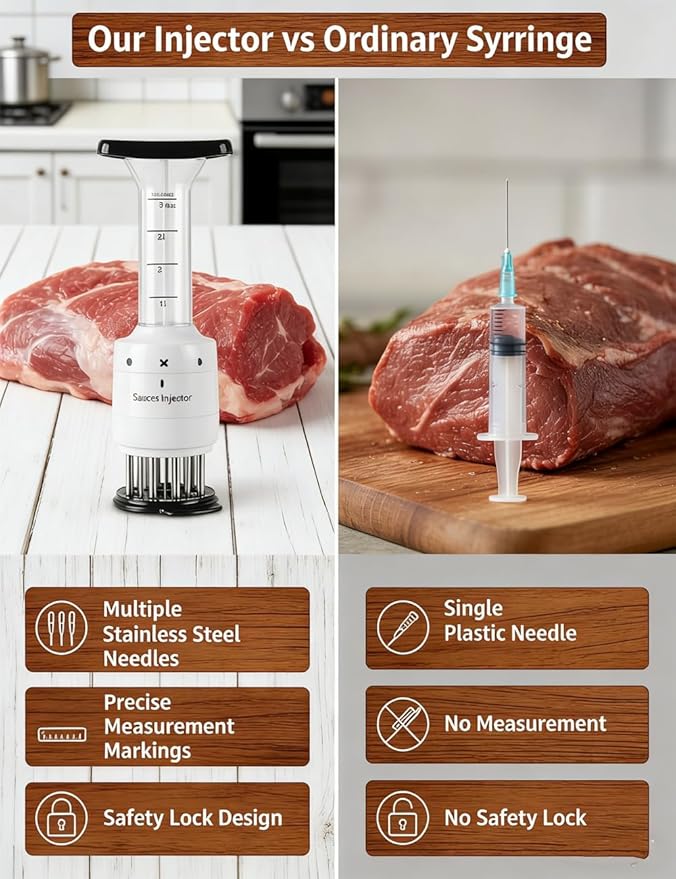 Inyector y Ablandador de Carne 2 en 1, Acero Inoxidable, 30 Agujas miniatura 5