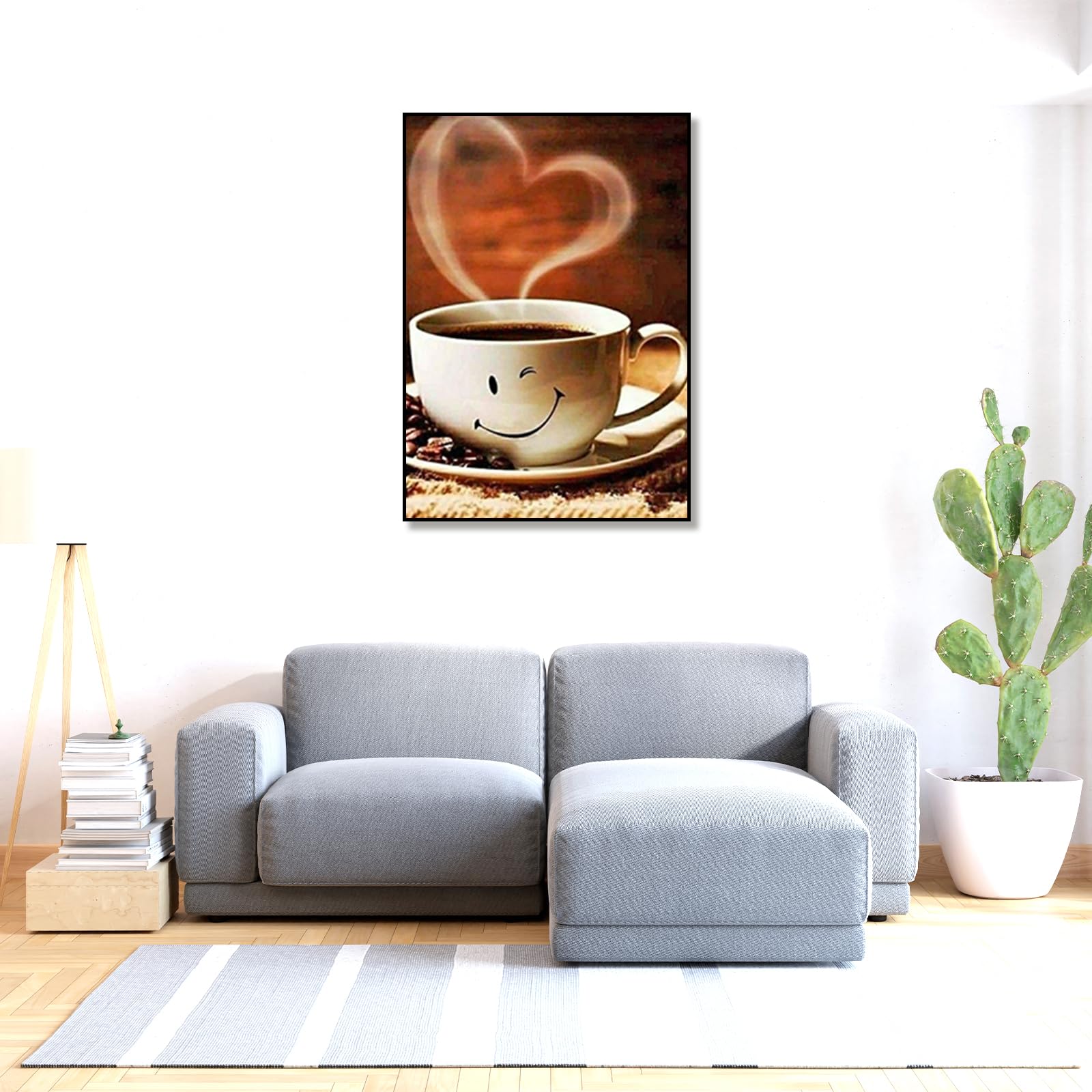 SHEGZHUC Diamond Painting Café Rose 30x40 Cm - Peinture Diamant Pause Pause Broderie Rouge Coeur Loisirs Créatifs Adultes