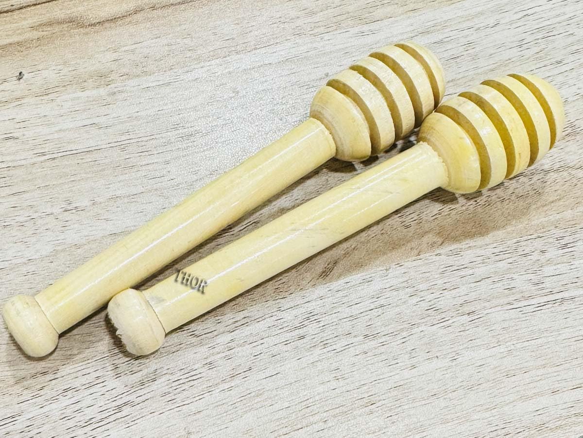 2 PCS Honey Dipper, 5 Inch Mini Wooden Honeycomb Sticks, Small Honey Stirrer Stick, Honey Sticks for Honey Jar Dispense Drizzle Honey and Wedding Party Favors GifT