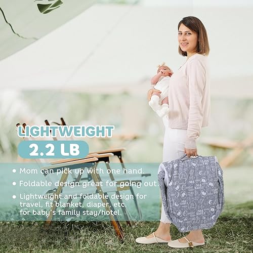 Miniatura 5 de Bolsa portátil para tumbona para bebé, nido plegable para bebés con mosquitera extraíble 2 en 1, tumbona de viaje para bebés, fácil instalación y