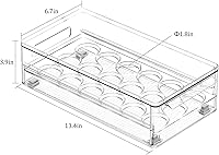 Vista 2 de Caja de huevos acrílica transparente 18 y 36 unidades de almacenamiento para refrigerador y cocina. Tamaño: 13.3 x 4.7 x 3.9 pulgadas (paquete de 2)