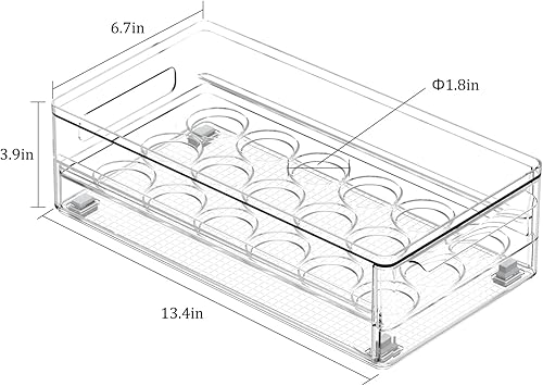 Miniatura 2 de Refrigerador Estante de huevos Refrigerador pul-out Contenedor Apilamiento Organizador de refrigerador Caja de plástico Huevos Caja Bandeja de