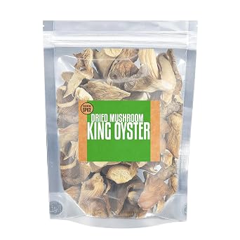 Essential Spice Dried King Oyster Mushrooms, 2 oz Thick-Cut, Meaty Texture, Rich Umami Flavor Perfect for Stir-Fries, Broths, Vegan Meats & Grilling Easy to Rehydrate, Gourmet Pantry Staple