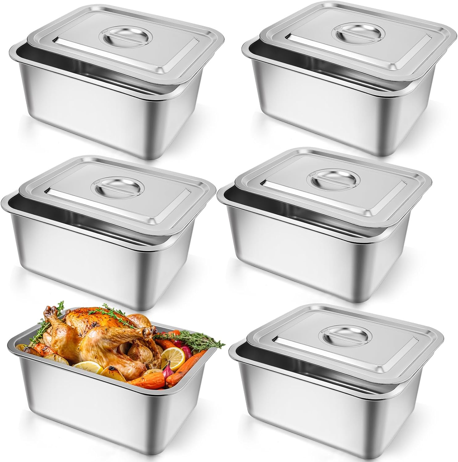 Therwen 6 Pack 1/2 Half Size Stainless Steel Steam Hotel