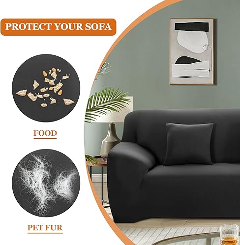 Miniatura 3 de FIGOOO Funda elástica para sofá de 1 pieza con estampado de 4 plazas, de elastano, de gran tamaño, con 2 fundas de almohada, protector universal de