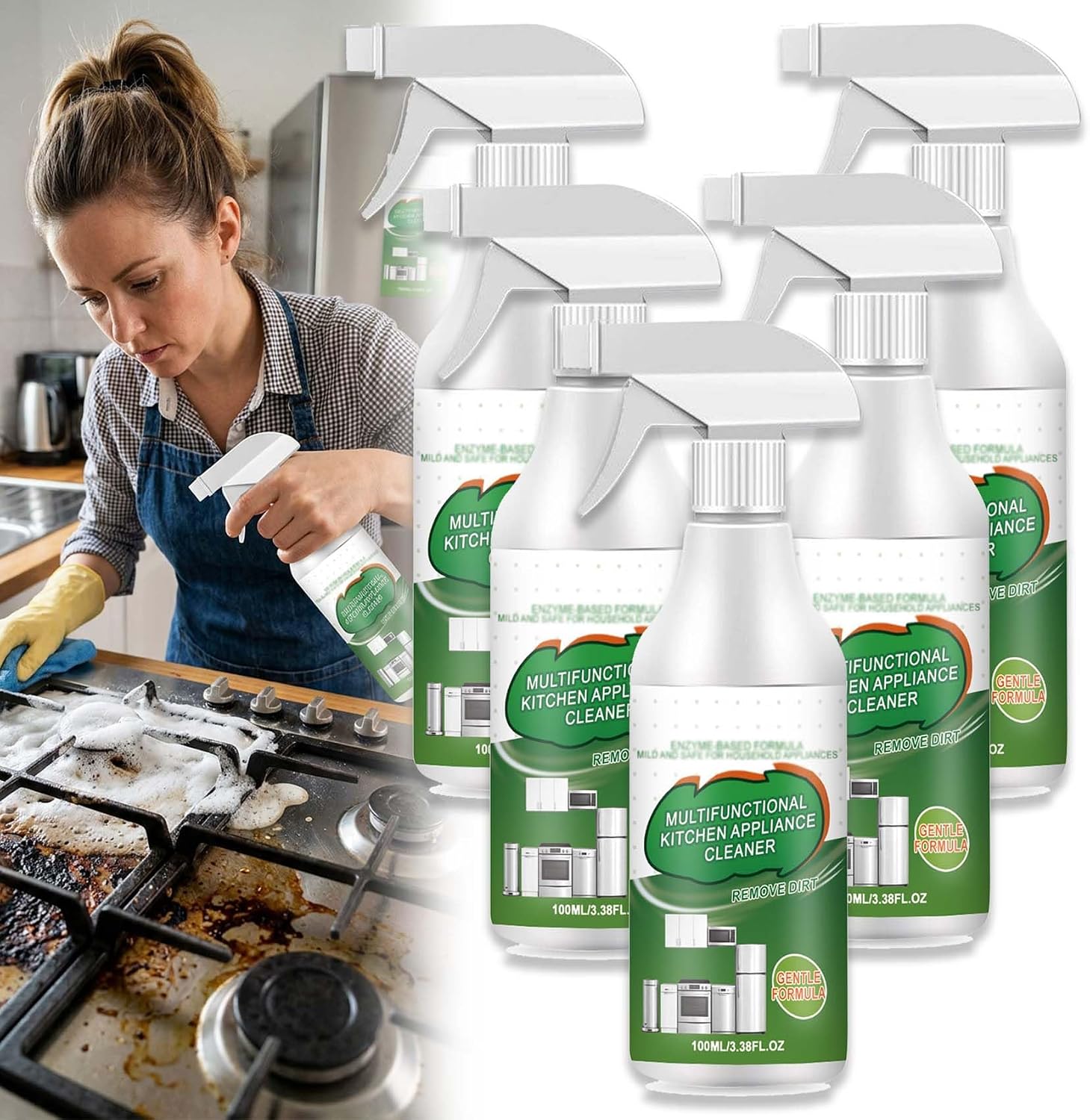 Multifunctional Kitchen Appliance Cleaner, Kitchen Enzyme Cleaner Spray, Multi Purpose Enzyme Cleaners (5PCS)