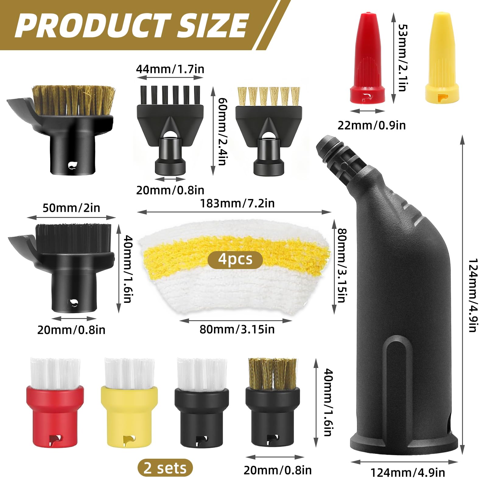 Akcesoria do czyszczenia parą do Kärcher Easyfix SC1 SC2 SC3 SC4, zestaw części zamiennych zawiera rozszerzoną dyszę, okrągłą szczotkę, szczotkę do wspólnej szczotki, ściereczkę z mikrofibry, skrobak