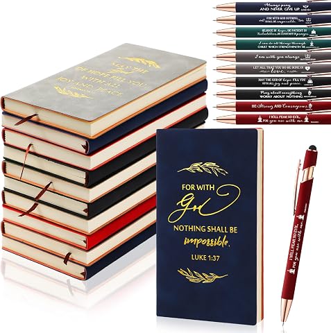 Crtiin 80 Pcs Christian Notebooks with Motivational Pens, Classic Color