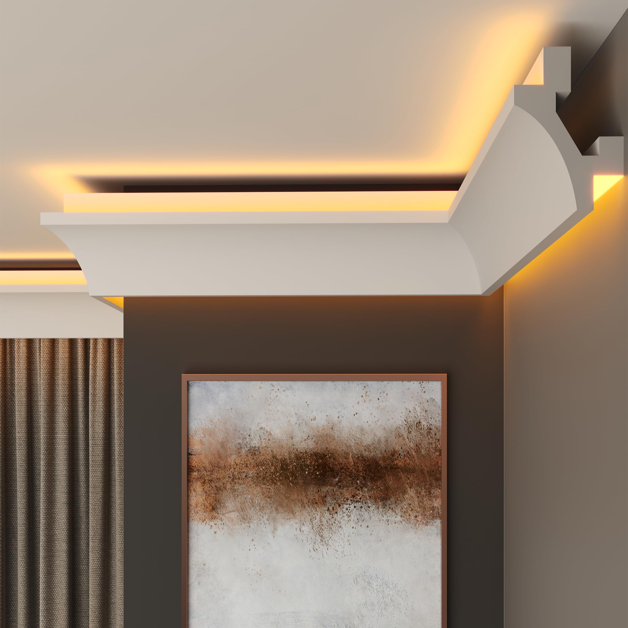 FAST DECOR XPS Ceiling Cornice Coving – Extruded Polystyrene Moulding Trim, Lightweight Decorative Coving for Ceilings, LED Coving, LED Cornice, LED Lighting Coving (CLL16, 6M (3 Length))