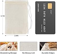 Vista 3 de Numola 50 bolsas de té de algodón sin blanquear, bolsas de té reutilizables con cordón para cocinar sopa, bolsa infusora de té orgánico natural